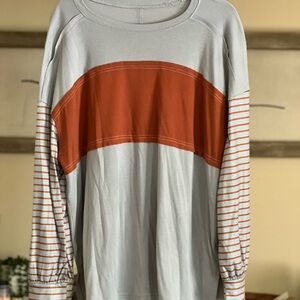 SHEIN Gray and Orange Long Sleeve Top